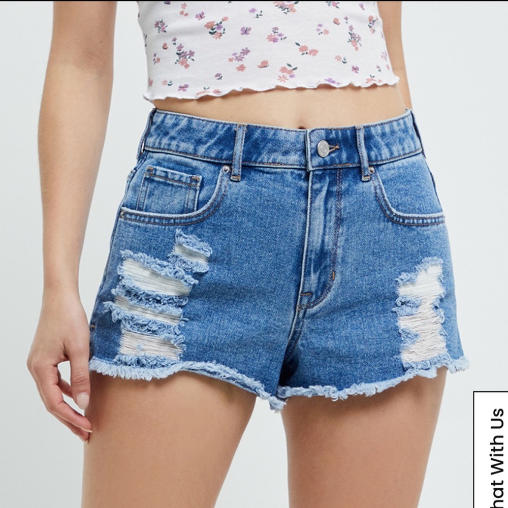 Island High Waisted Denim Festival Shorts